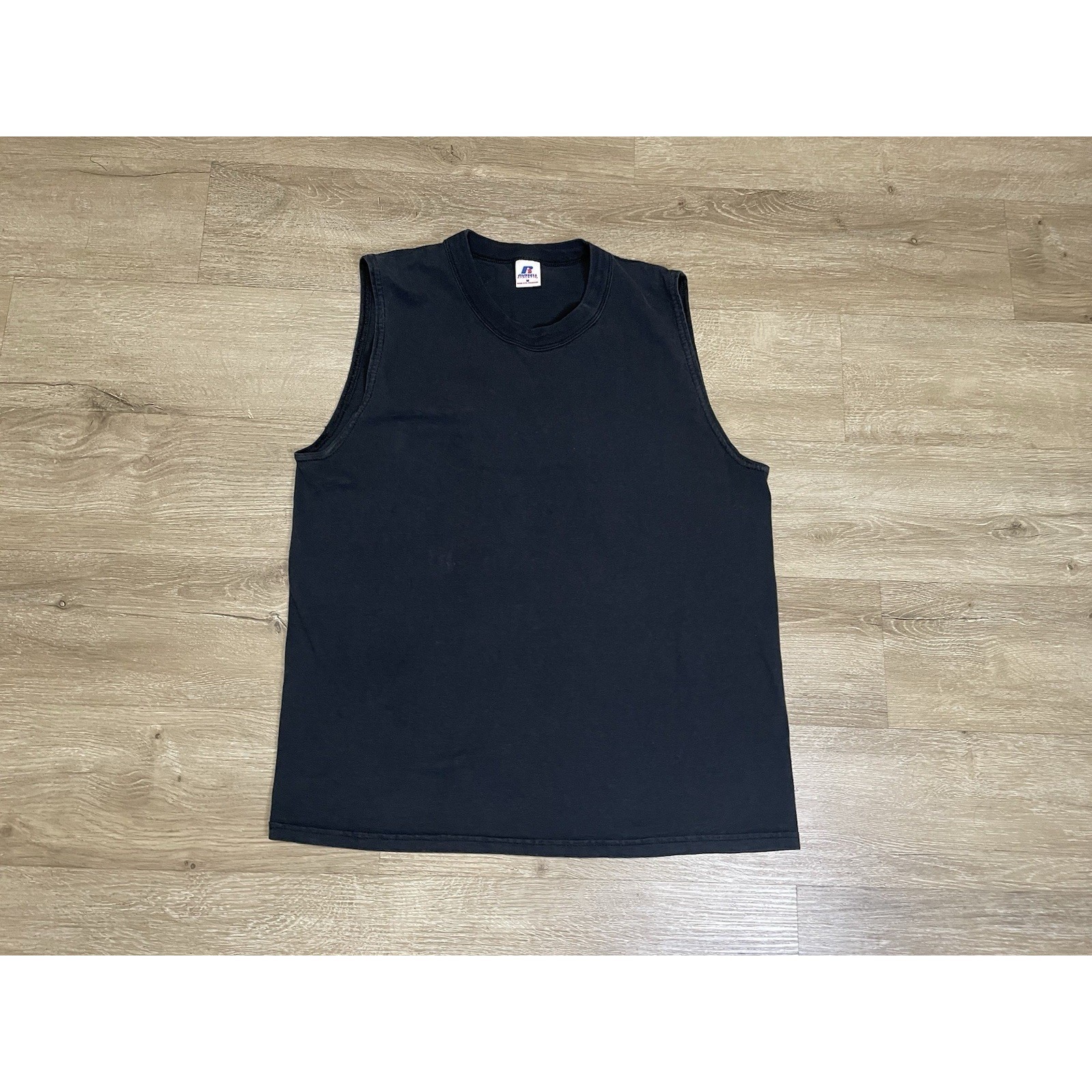 Vintage Russell Athletic Shirt Mens Sz M Black Tank Top Usa High Cotton 90s Gym